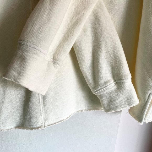 Fifteen Twenty Long Sleeve Raw Hem Top S French Terry Scoop Sweatshirt Cream - Picture 9 of 14